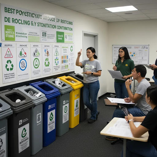 Best practices for reducing recycling contamination at a commercial recycling station