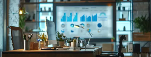 an impactful office scene depicts a professional consultation at a sleek, modern desk, where an expert in hazardous waste management explains safe disposal methods using highlighted infographics and various hazardous waste items displayed prominently.