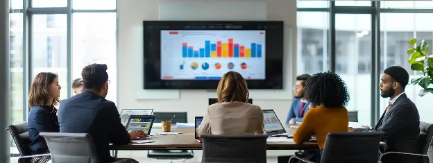in a modern office space, a diverse team of professionals gathers around a sleek conference table, engaging in an energetic brainstorming session about innovative recycling strategies, with colorful charts and graphs illustrating the economic benefits displayed prominently on a large screen behind them.