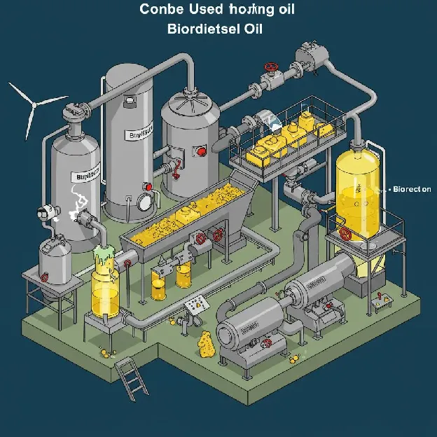Biodiesel production process using used cooking oil at a biorefinery