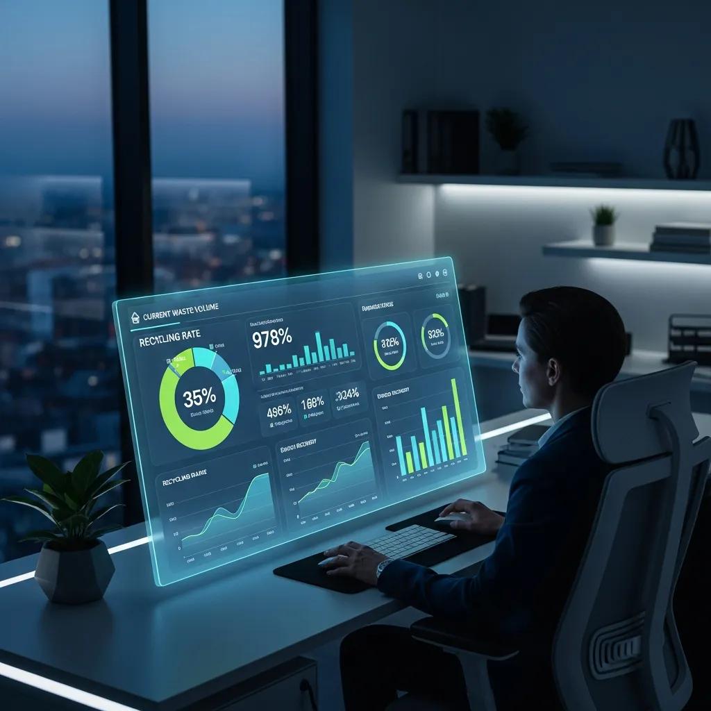 Analyst viewing waste-management dashboard