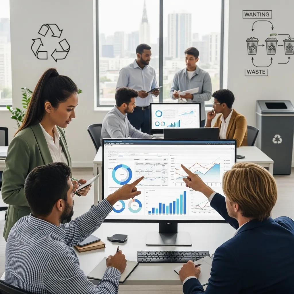 Operations team reviewing customer feedback and service data in an office