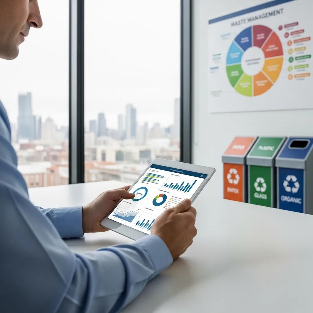 A team of waste‑management professionals planning sustainable solutions around a conference table