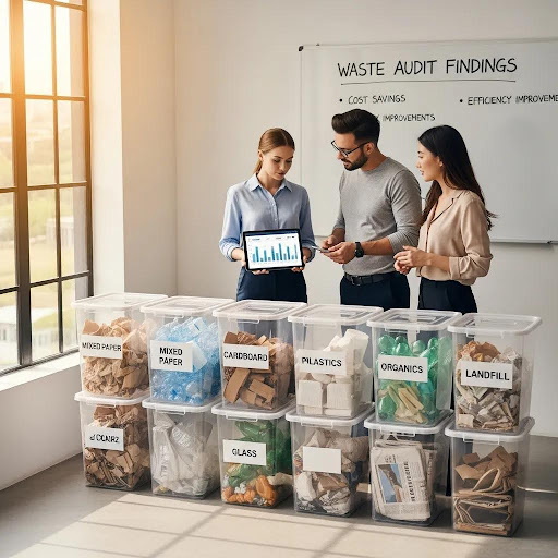 Team performing a waste audit to pinpoint cost and efficiency opportunities