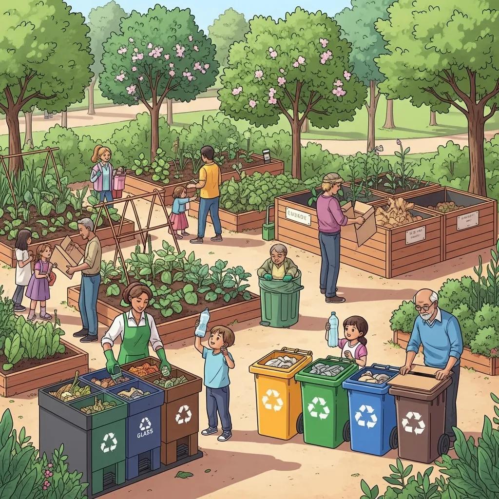 Community recycling and composting programs illustrating sustainable waste management practices
