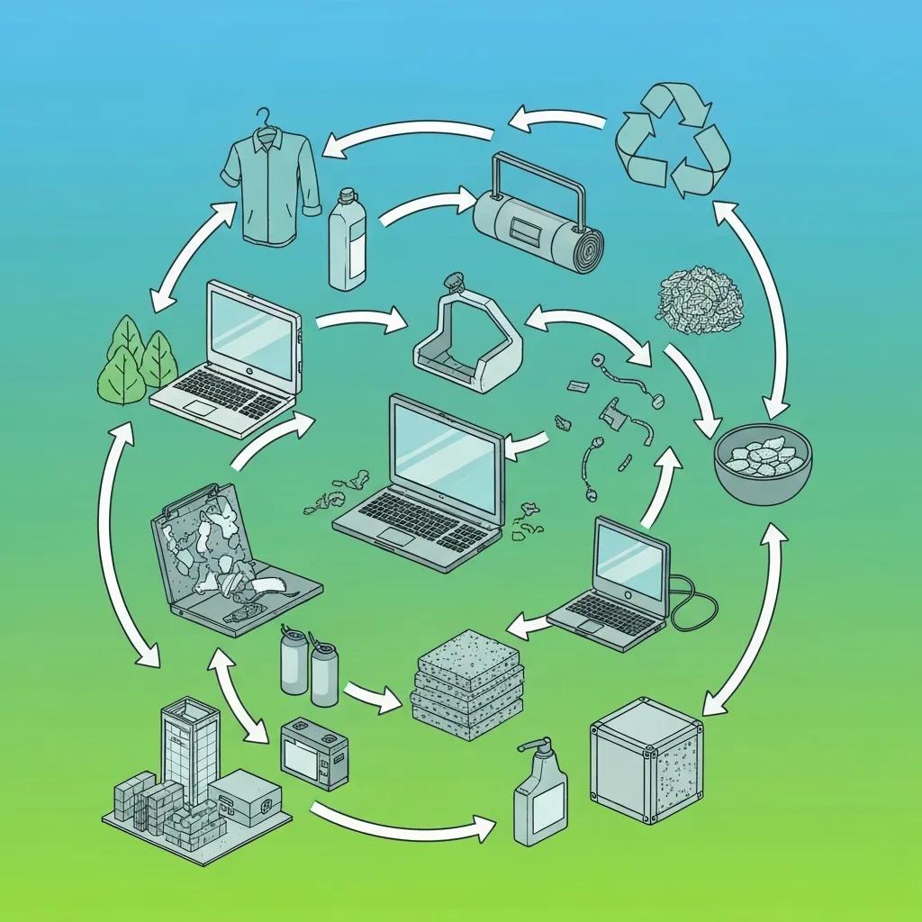 Graphic of circular economy showing materials being reused and recycled
